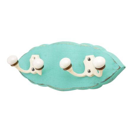 Sea Green Cream Double Loop Ceramic Iron Wooden Hooks